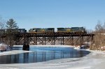 CSXT 7807 Leads L070 over the Androscoggin River 